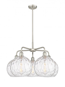 Athens Water Glass - 5 Light - 28 inch - Satin Nickel - Chandelier (3442|516-5CR-SN-G1215-10)