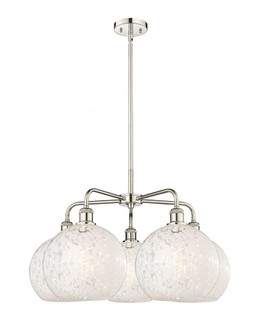 White Mouchette - 5 Light - 28 inch - Polished Nickel - Chandelier (3442|516-5CR-PN-G1216-10WM)