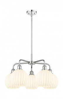 White Venetian - 5 Light - 26 inch - Polished Chrome - Chandelier (3442|516-5CR-PC-G1217-8WV)