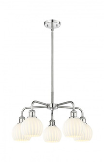 White Venetian - 5 Light - 24 inch - Polished Chrome - Chandelier (3442|516-5CR-PC-G1217-6WV)