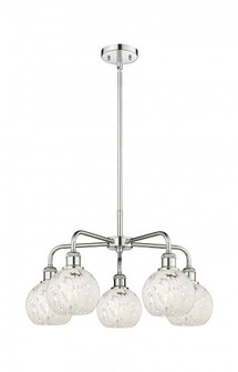White Mouchette - 5 Light - 24 inch - Polished Chrome - Chandelier (3442|516-5CR-PC-G1216-6WM)