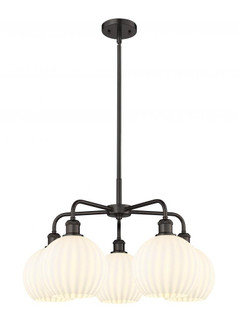 White Venetian - 5 Light - 26 inch - Oil Rubbed Bronze - Chandelier (3442|516-5CR-OB-G1217-8WV)