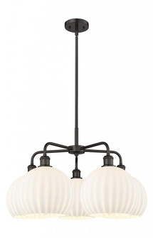 White Venetian - 5 Light - 28 inch - Oil Rubbed Bronze - Chandelier (3442|516-5CR-OB-G1217-10WV)