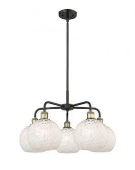 White Mouchette - 5 Light - 26 inch - Black Antique Brass - Chandelier (3442|516-5CR-BAB-G1216-8WM)