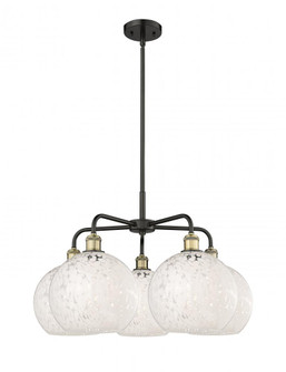White Mouchette - 5 Light - 28 inch - Black Antique Brass - Chandelier (3442|516-5CR-BAB-G1216-10WM)