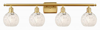 White Mouchette - 4 Light - 36 inch - Satin Gold - Bath Vanity Light (3442|516-4W-SG-G1216-6WM)