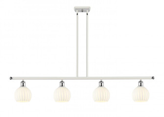 White Venetian - 4 Light - 48 inch - White Polished Chrome - Stem Hung - Island Light (3442|516-4I-WPC-G1217-6WV)