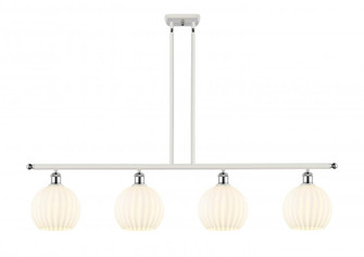 White Venetian - 4 Light - 48 inch - White Polished Chrome - Stem Hung - Island Light (3442|516-4I-WPC-G1217-8WV)