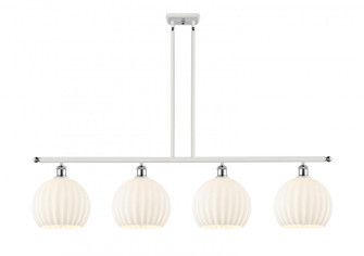 White Venetian - 4 Light - 48 inch - White Polished Chrome - Stem Hung - Island Light (3442|516-4I-WPC-G1217-10WV)