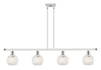 White Mouchette - 4 Light - 48 inch - White Polished Chrome - Stem Hung - Island Light (3442|516-4I-WPC-G1216-6WM)