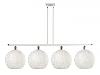 White Mouchette - 4 Light - 50 inch - White Polished Chrome - Stem Hung - Island Light (3442|516-4I-WPC-G1216-12WM)
