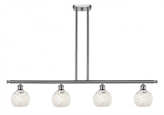 White Mouchette - 4 Light - 48 inch - Brushed Satin Nickel - Stem Hung - Island Light (3442|516-4I-SN-G1216-6WM)