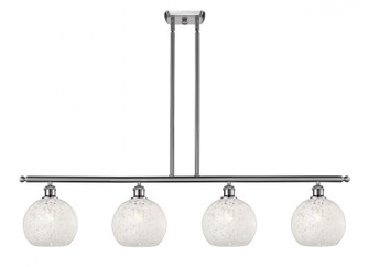 White Mouchette - 4 Light - 48 inch - Brushed Satin Nickel - Stem Hung - Island Light (3442|516-4I-SN-G1216-8WM)