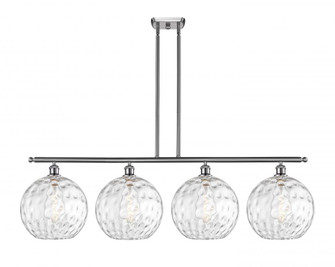 Athens Water Glass - 4 Light - 50 inch - Brushed Satin Nickel - Stem Hung - Island Light (3442|516-4I-SN-G1215-12)