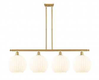 White Venetian - 4 Light - 50 inch - Satin Gold - Stem Hung - Island Light (3442|516-4I-SG-G1217-12WV)