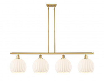 White Venetian - 4 Light - 48 inch - Satin Gold - Stem Hung - Island Light (3442|516-4I-SG-G1217-10WV)