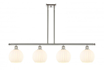 White Venetian - 4 Light - 48 inch - Polished Nickel - Stem Hung - Island Light (3442|516-4I-PN-G1217-8WV)