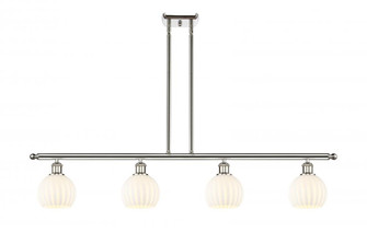 White Venetian - 4 Light - 48 inch - Polished Nickel - Stem Hung - Island Light (3442|516-4I-PN-G1217-6WV)