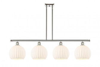 White Venetian - 4 Light - 48 inch - Polished Nickel - Stem Hung - Island Light (3442|516-4I-PN-G1217-10WV)