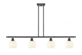 White Venetian - 4 Light - 48 inch - Oil Rubbed Bronze - Stem Hung - Island Light (3442|516-4I-OB-G1217-6WV)