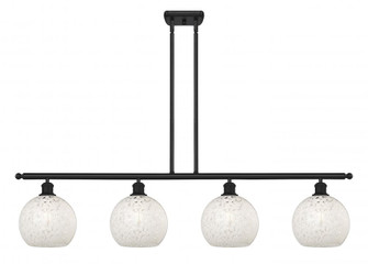 White Mouchette - 4 Light - 48 inch - Matte Black - Stem Hung - Island Light (3442|516-4I-BK-G1216-8WM)