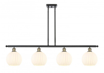 White Venetian - 4 Light - 48 inch - Black Antique Brass - Stem Hung - Island Light (3442|516-4I-BAB-G1217-8WV)