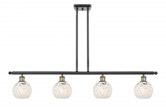 White Mouchette - 4 Light - 48 inch - Black Antique Brass - Stem Hung - Island Light (3442|516-4I-BAB-G1216-6WM)