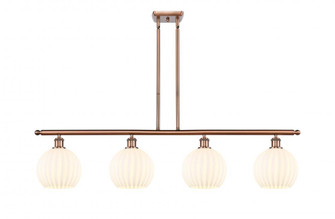 White Venetian - 4 Light - 48 inch - Antique Copper - Stem Hung - Island Light (3442|516-4I-AC-G1217-8WV)