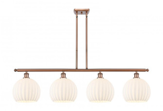 White Venetian - 4 Light - 48 inch - Antique Copper - Stem Hung - Island Light (3442|516-4I-AC-G1217-10WV)