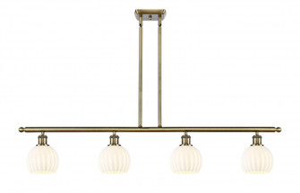 White Venetian - 4 Light - 48 inch - Antique Brass - Stem Hung - Island Light (3442|516-4I-AB-G1217-6WV)