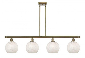 White Mouchette - 4 Light - 48 inch - Antique Brass - Stem Hung - Island Light (3442|516-4I-AB-G1216-8WM)