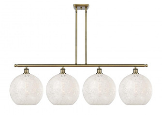 White Mouchette - 4 Light - 50 inch - Antique Brass - Stem Hung - Island Light (3442|516-4I-AB-G1216-12WM)