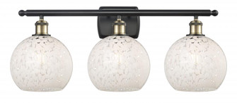 White Mouchette - 3 Light - 28 inch - Black Antique Brass - Bath Vanity Light (3442|516-3W-BAB-G1216-8WM)