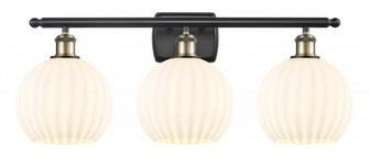 White Venetian - 3 Light - 28 inch - Black Antique Brass - Bath Vanity Light (3442|516-3W-BAB-G1217-8WV)