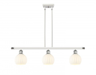 White Venetian - 3 Light - 36 inch - White Polished Chrome - Stem Hung - Island Light (3442|516-3I-WPC-G1217-6WV)