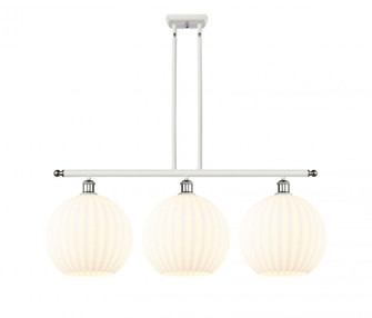 White Venetian - 3 Light - 39 inch - White Polished Chrome - Stem Hung - Island Light (3442|516-3I-WPC-G1217-12WV)