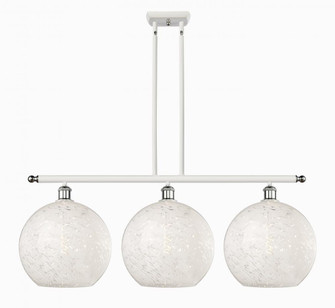 White Mouchette - 3 Light - 39 inch - White Polished Chrome - Stem Hung - Island Light (3442|516-3I-WPC-G1216-12WM)