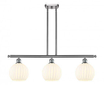 White Venetian - 3 Light - 36 inch - Brushed Satin Nickel - Stem Hung - Island Light (3442|516-3I-SN-G1217-8WV)