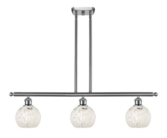 White Mouchette - 3 Light - 36 inch - Brushed Satin Nickel - Stem Hung - Island Light (3442|516-3I-SN-G1216-6WM)