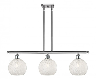 White Mouchette - 3 Light - 36 inch - Brushed Satin Nickel - Stem Hung - Island Light (3442|516-3I-SN-G1216-8WM)