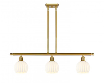 White Venetian - 3 Light - 36 inch - Satin Gold - Stem Hung - Island Light (3442|516-3I-SG-G1217-6WV)