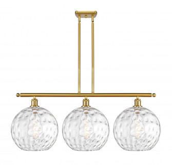 Athens Water Glass - 3 Light - 39 inch - Satin Gold - Stem Hung - Island Light (3442|516-3I-SG-G1215-12)