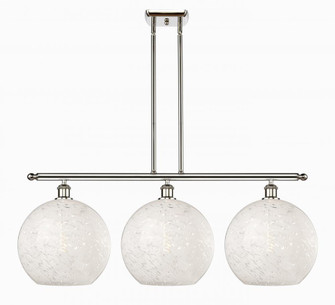 White Mouchette - 3 Light - 39 inch - Polished Nickel - Stem Hung - Island Light (3442|516-3I-PN-G1216-12WM)