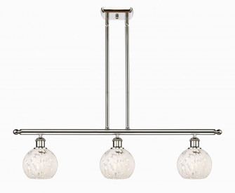 White Mouchette - 3 Light - 36 inch - Polished Nickel - Stem Hung - Island Light (3442|516-3I-PN-G1216-6WM)