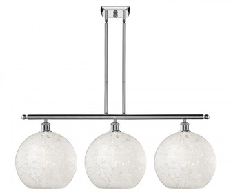 White Mouchette - 3 Light - 39 inch - Polished Chrome - Stem Hung - Island Light (3442|516-3I-PC-G1216-12WM)