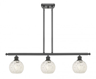 White Mouchette - 3 Light - 36 inch - Oil Rubbed Bronze - Stem Hung - Island Light (3442|516-3I-OB-G1216-6WM)