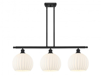 White Venetian - 3 Light - 37 inch - Matte Black - Stem Hung - Island Light (3442|516-3I-BK-G1217-10WV)