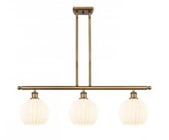 White Venetian - 3 Light - 36 inch - Brushed Brass - Stem Hung - Island Light (3442|516-3I-BB-G1217-8WV)