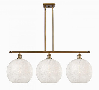 White Mouchette - 3 Light - 39 inch - Brushed Brass - Stem Hung - Island Light (3442|516-3I-BB-G1216-12WM)