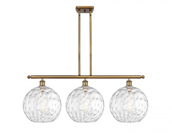 Athens Water Glass - 3 Light - 39 inch - Brushed Brass - Stem Hung - Island Light (3442|516-3I-BB-G1215-12)